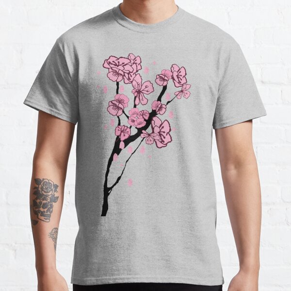 Japanese Cherry Blossom pink, black, gray, Classic T-Shirt