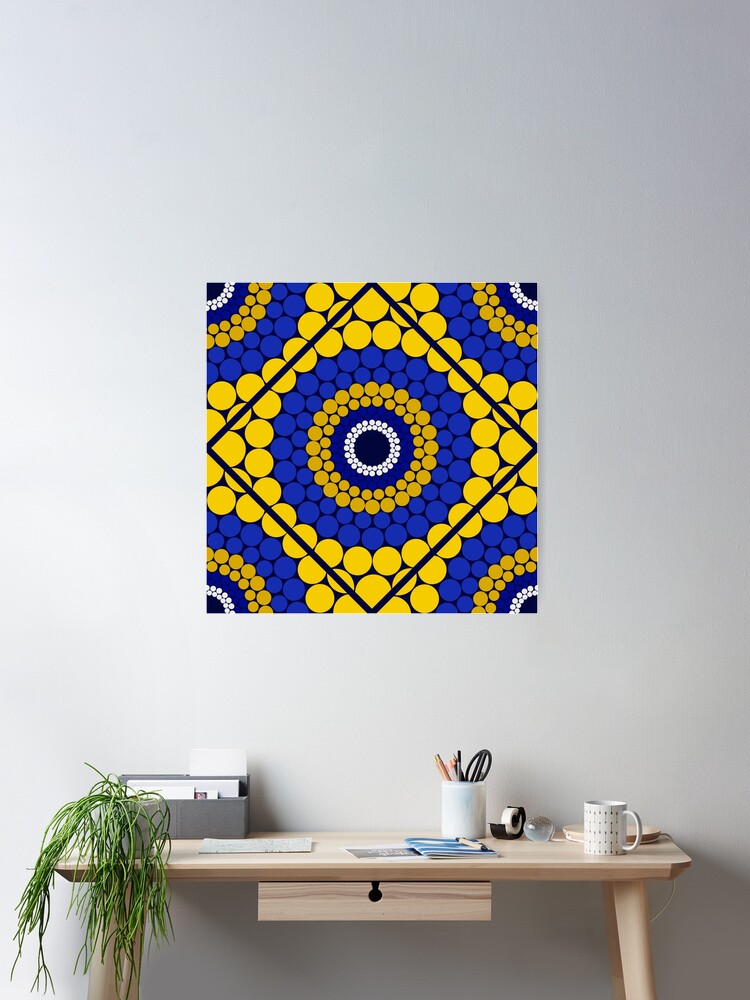 Poster, Radiant Eye of the Salamanda Dot Mandala Diamond Tile designed and sold by Triplicate Limited