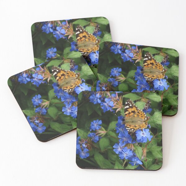 Item preview, Painted Lady butterfly on blue flowers designed and sold by TwistedClassics.