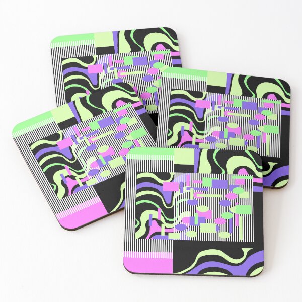 Item preview, Lime and Purple Pop Art Stripes and Shapes Abstract Geometric designed and sold by Sharon Schwalbe.