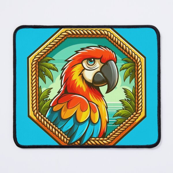 Item preview, Tropical Macaw Parrot Bird Cartoon Illustration Rainforest Red designed and sold by CoffeeIsATrip.