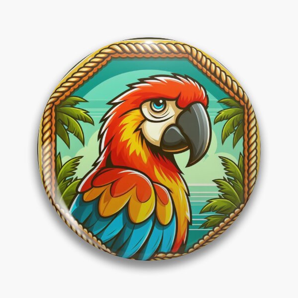 Item preview, Tropical Macaw Parrot Bird Cartoon Illustration Rainforest Red designed and sold by CoffeeIsATrip.
