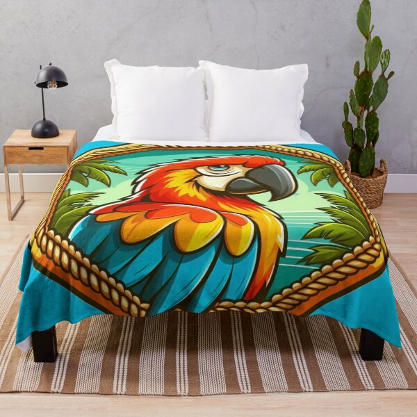 Item preview, Tropical Macaw Parrot Bird Cartoon Illustration Rainforest Red designed and sold by CoffeeIsATrip.
