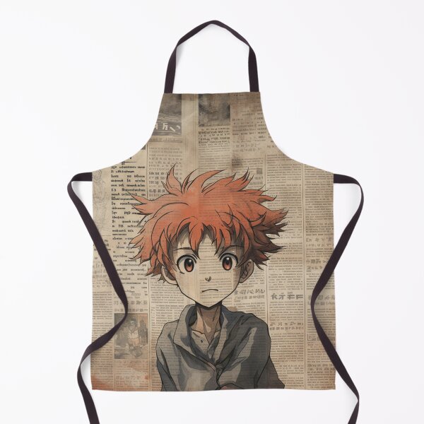 Item preview, Wide eyed, messy haired boy on an old newspaper designed and sold by liana campbell.