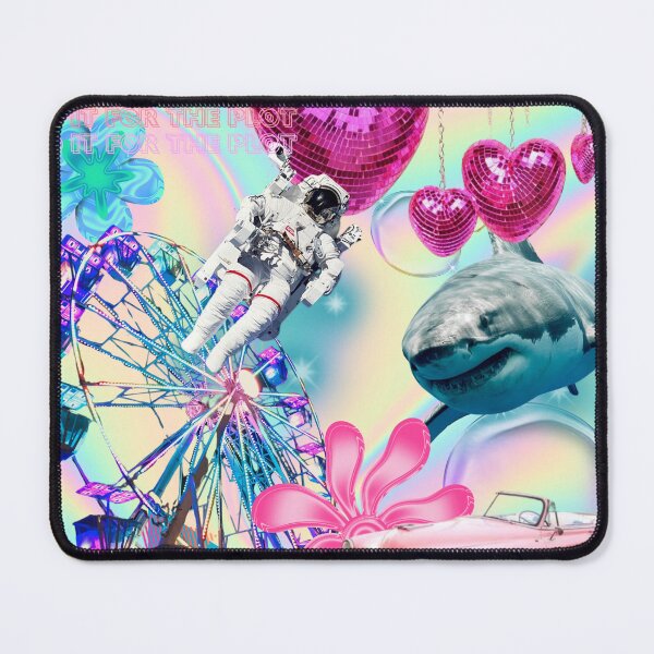 Item preview, trippy surreal collage- shark, outer space, carnival, vintage car designed and sold by mollzfahdays.