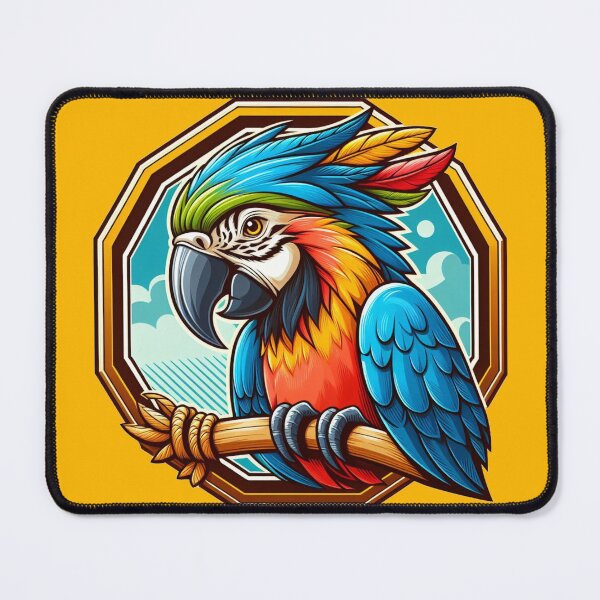 Item preview, Fantasy Macaw Parrot Bird Cartoon Illustration Jungle Blue designed and sold by CoffeeIsATrip.