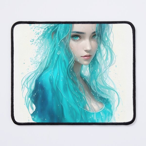 Item preview, Aqua Reverie ` Portrait of the Water Muse - watercolor wall art designed and sold by naivnoia.