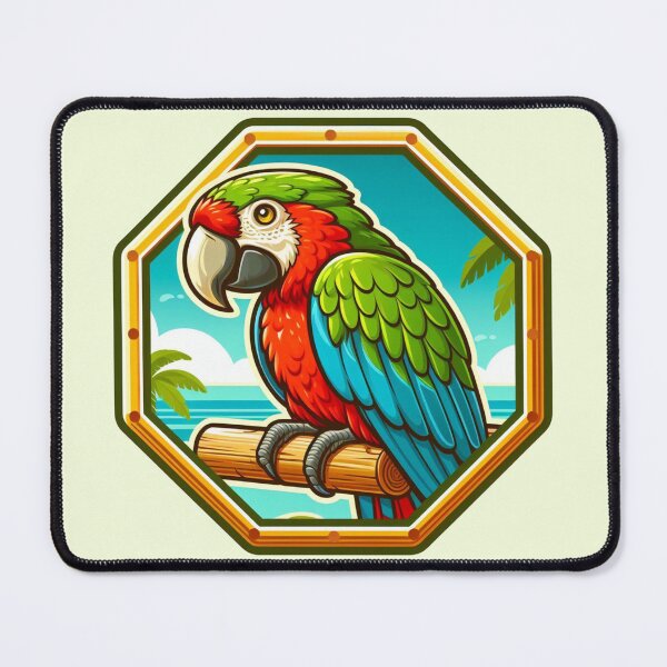Item preview, Fantasy Macaw Parrot Bird Cartoon Illustration Jungle Green designed and sold by CoffeeIsATrip.