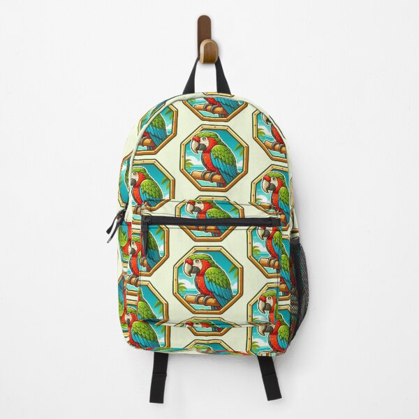 Item preview, Fantasy Macaw Parrot Bird Cartoon Illustration Jungle Green designed and sold by CoffeeIsATrip.