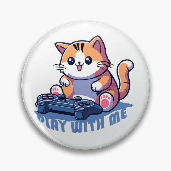 Item preview, Funny illustration with cat playing on console and text play with me designed and sold by darekkocurek.