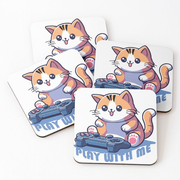Item preview, Funny illustration with cat playing on console and text play with me designed and sold by darekkocurek.