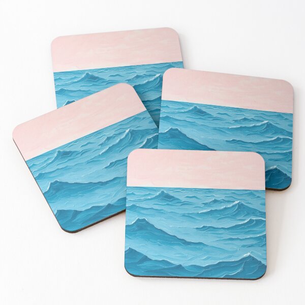 Item preview, Cerulean Rhythms - Abstract Seascape with Pink Sky designed and sold by EtherealEchoes.