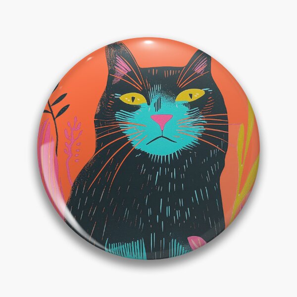 Item preview, Cute Fat Cat Risograph Risoprint Neon Colors designed and sold by PrintShangri-La.