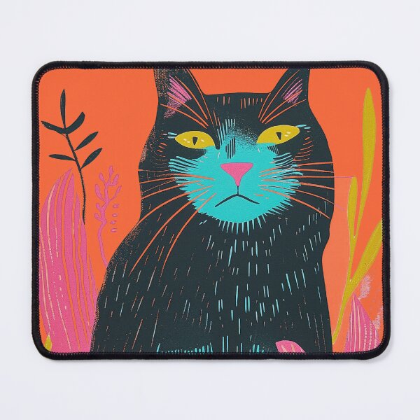 Item preview, Cute Fat Cat Risograph Risoprint Neon Colors designed and sold by PrintShangri-La.