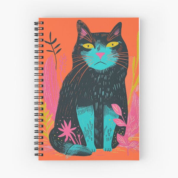 Item preview, Cute Fat Cat Risograph Risoprint Neon Colors designed and sold by PrintShangri-La.