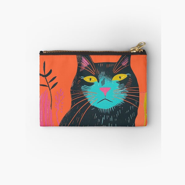 Item preview, Cute Fat Cat Risograph Risoprint Neon Colors designed and sold by PrintShangri-La.