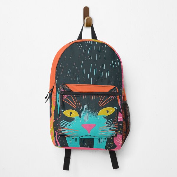 Item preview, Cute Fat Cat Risograph Risoprint Neon Colors designed and sold by PrintShangri-La.