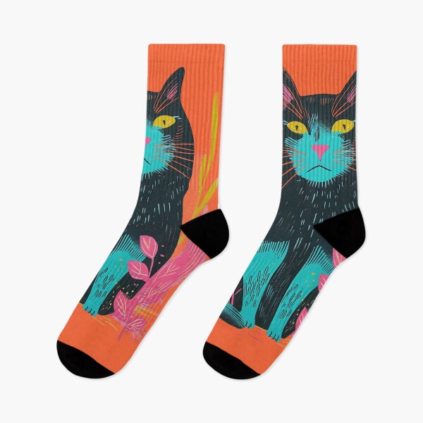 Item preview, Cute Fat Cat Risograph Risoprint Neon Colors designed and sold by PrintShangri-La.