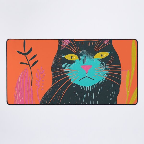 Item preview, Cute Fat Cat Risograph Risoprint Neon Colors designed and sold by PrintShangri-La.