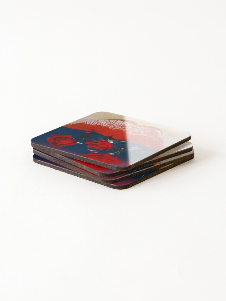 Thumbnail 4 of 5, Coasters (Set of 4), Lips Red Like Roses designed and sold by Nielspmph.