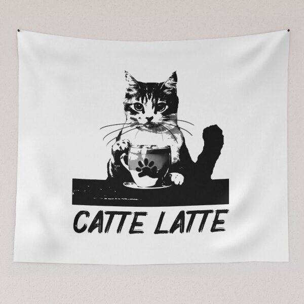 Item preview, Cat drinking a coffee, Catte Latte designed and sold by Szkicerka.