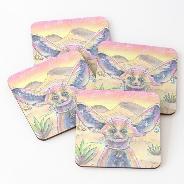 Item preview, Fennec Fox Rainbow Outer Space Surreal Desert Original Painting Artwork designed and sold by Intergalactic Unicorn: Art by Anna Schmidt.