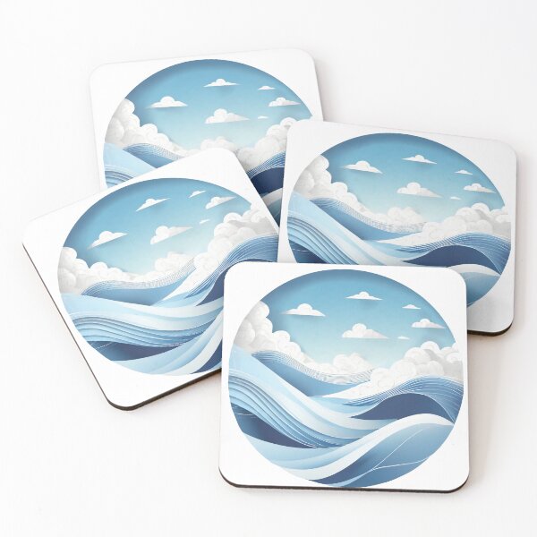 Item preview, Blue Waves and Clouds Abstract Design designed and sold by MakeInShop.