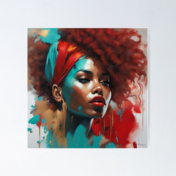 Item preview, Abstract painting of beautiful African American woman designed and sold by JustInspireMe.