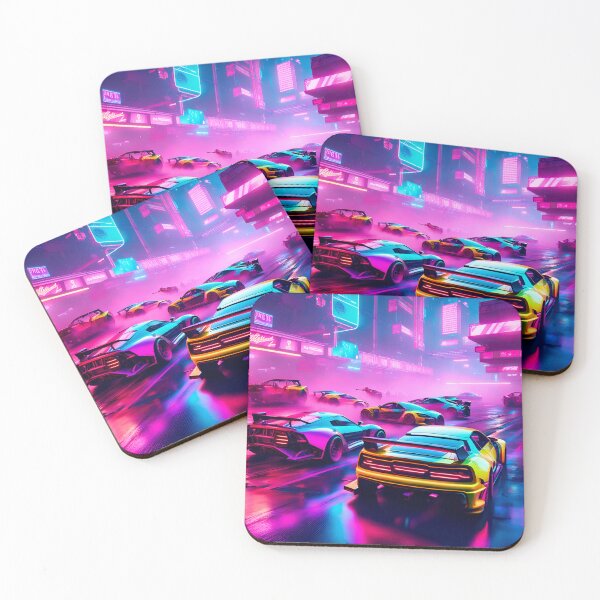 Item preview, Synth Wave City Wacky Racers Neon Street Lights designed and sold by Ink Art Design.