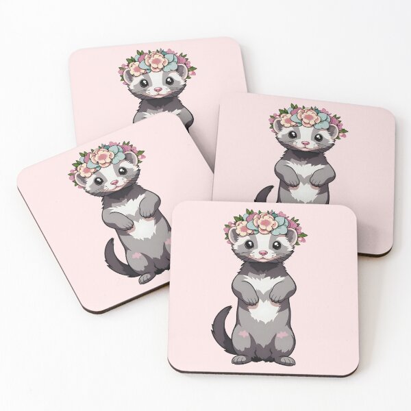 Item preview, Cute Ferret wearing a flower crown  designed and sold by Paxy Designs.