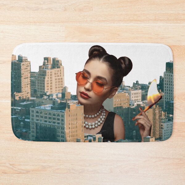 Item preview, Surreal Collage Art Print: Captivating Cityscape featuring a Stylish Giant Woman holding a Lit Match- That's Fire! Solo designed and sold by GollyWillikers.