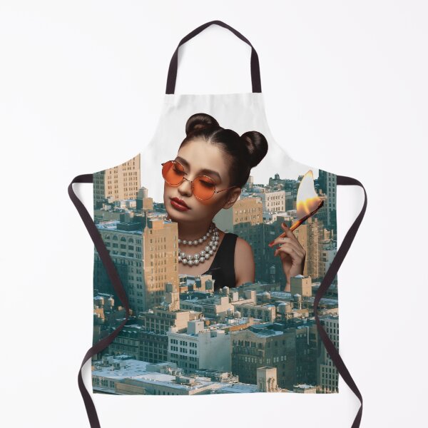 Item preview, Surreal Collage Art Print: Captivating Cityscape featuring a Stylish Giant Woman holding a Lit Match- That's Fire! Solo designed and sold by GollyWillikers.
