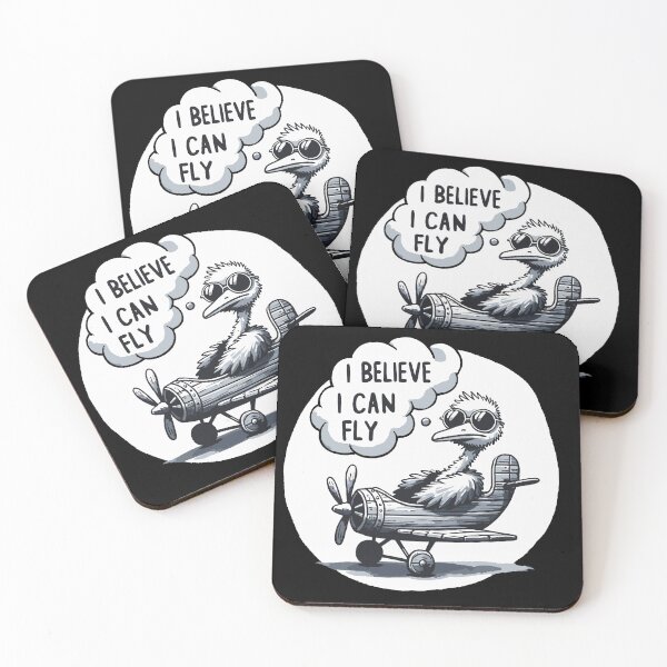 Item preview, I believe I can Fly Airplane Ostrich designed and sold by DoodleDashShop.