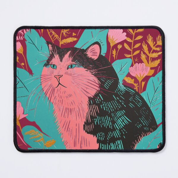 Item preview, Cute Fat Cat Risograph Risoprint Neon Colors designed and sold by PrintShangri-La.