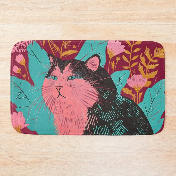 Item preview, Cute Fat Cat Risograph Risoprint Neon Colors designed and sold by PrintShangri-La.
