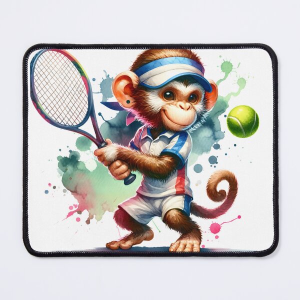 Item preview, Tennis Ace Ape: Whimsical Monkey Playing Tennis in Watercolor designed and sold by KNAA.
