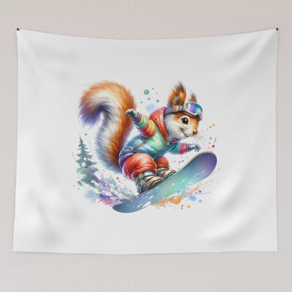Item preview, Winter Whiz: Whimsical Squirrel Snowboarding in Watercolor designed and sold by KNAA.