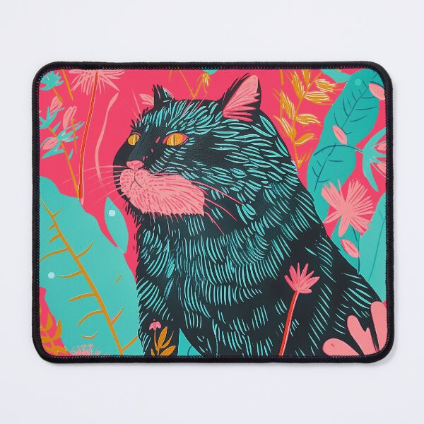 Item preview, Cute Fat Cat Risograph Risoprint Neon Colors designed and sold by PrintShangri-La.
