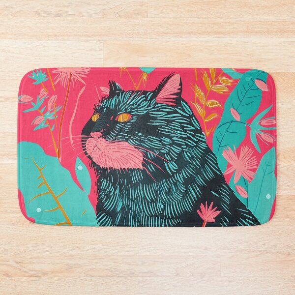 Item preview, Cute Fat Cat Risograph Risoprint Neon Colors designed and sold by PrintShangri-La.
