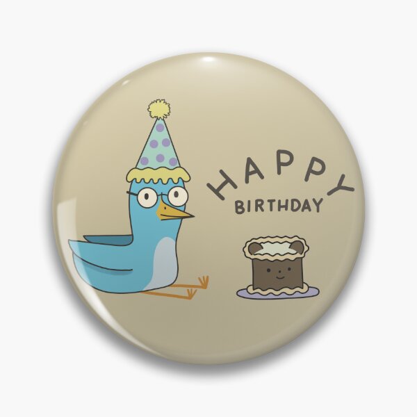 Item preview, Happy Birthday bird with bear cake with happy birthday (pin and cards) designed and sold by KoolRamen.