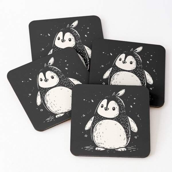 Item preview, Cosmic Penguin: Charming Monochrome Art Print designed and sold by Moisky Patterns.