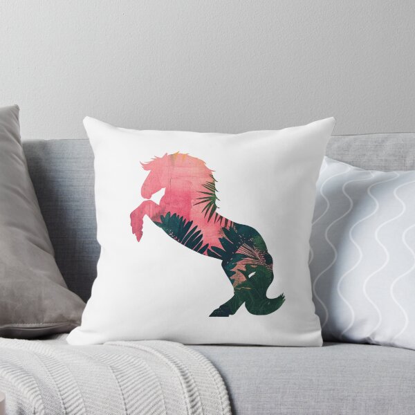 Item preview, Heavy horse rearing in tropical palm tree tropical pink and green, for every horse lover! designed and sold by PICbyFemke.