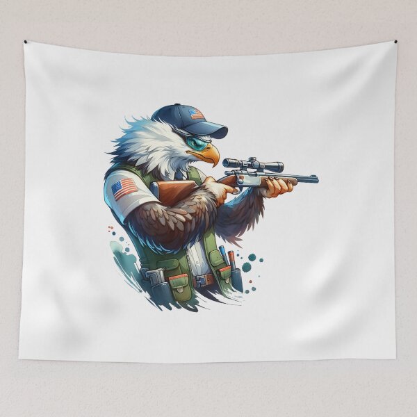 Item preview, Sharpshooter Sky: Whimsical Eagle in Shooting Sport in Watercolor designed and sold by KNAA.