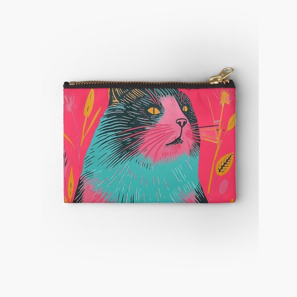 Item preview, Cute Fat Cat Risograph Risoprint Neon Colors designed and sold by PrintShangri-La.