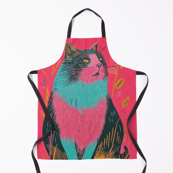 Item preview, Cute Fat Cat Risograph Risoprint Neon Colors designed and sold by PrintShangri-La.