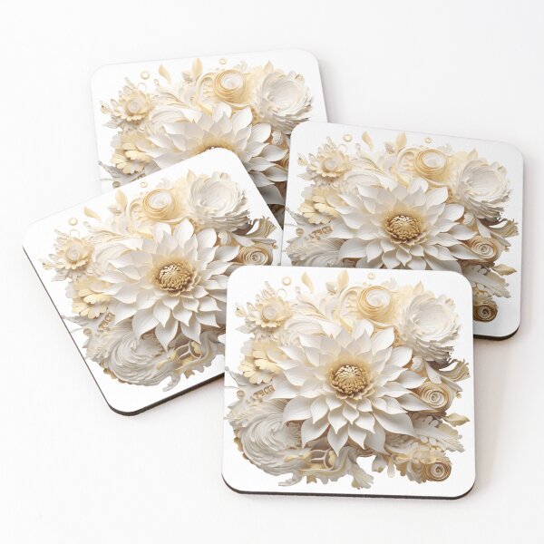 Item preview, a white flowers with white and gold designs designed and sold by TurekDudi.