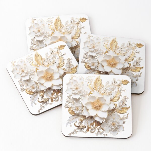 Item preview,  white and gold flowers designed and sold by TurekDudi.