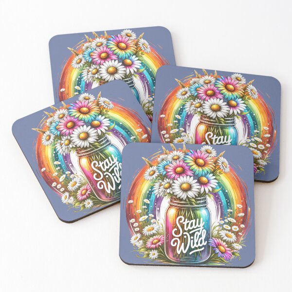 Item preview, rainbow coloured flowers in a jar designed and sold by Vilemo.