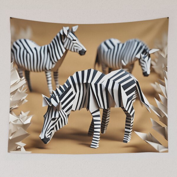 Item preview, Origami Art - Stripes on the Savanna: Zebras in the Vast Grasslands designed and sold by ArtfulFolds.