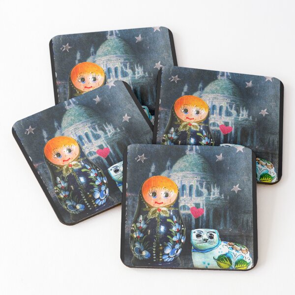 Item preview, Vintage Matryoshka and Pottery Cat - 'Indigo' designed and sold by Nikki Fortuin Arts & Crafts.